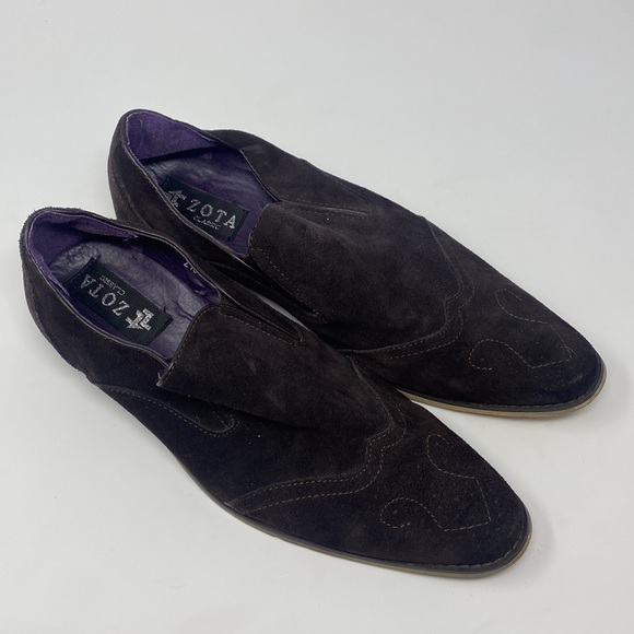 Zota Classic Brown Suede Leather Slip On Western Dress Shoes Men’s Size 9 main image 2